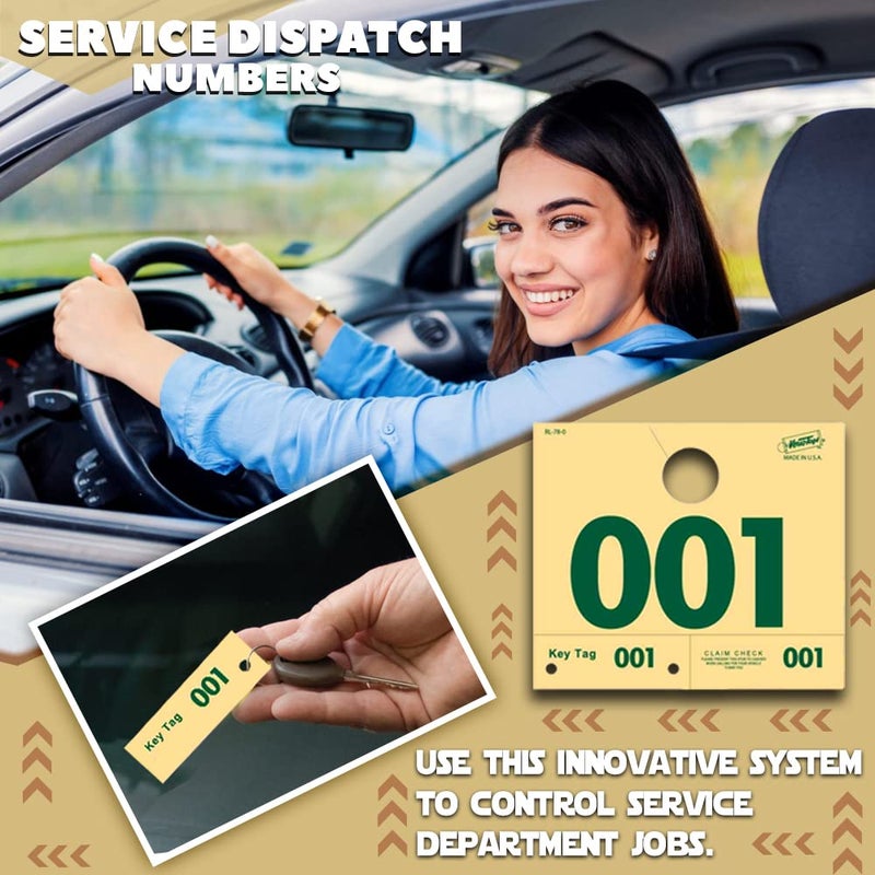 Versa-Tags 1000 Automotive Service Dispatch Numbers Mirror Hang Tags Numbered 000-999 RL78 Style Red Green Service Dispatch Numbers Manilla Card Stock with 1.25 Slotted Hang Cutout - Image 4